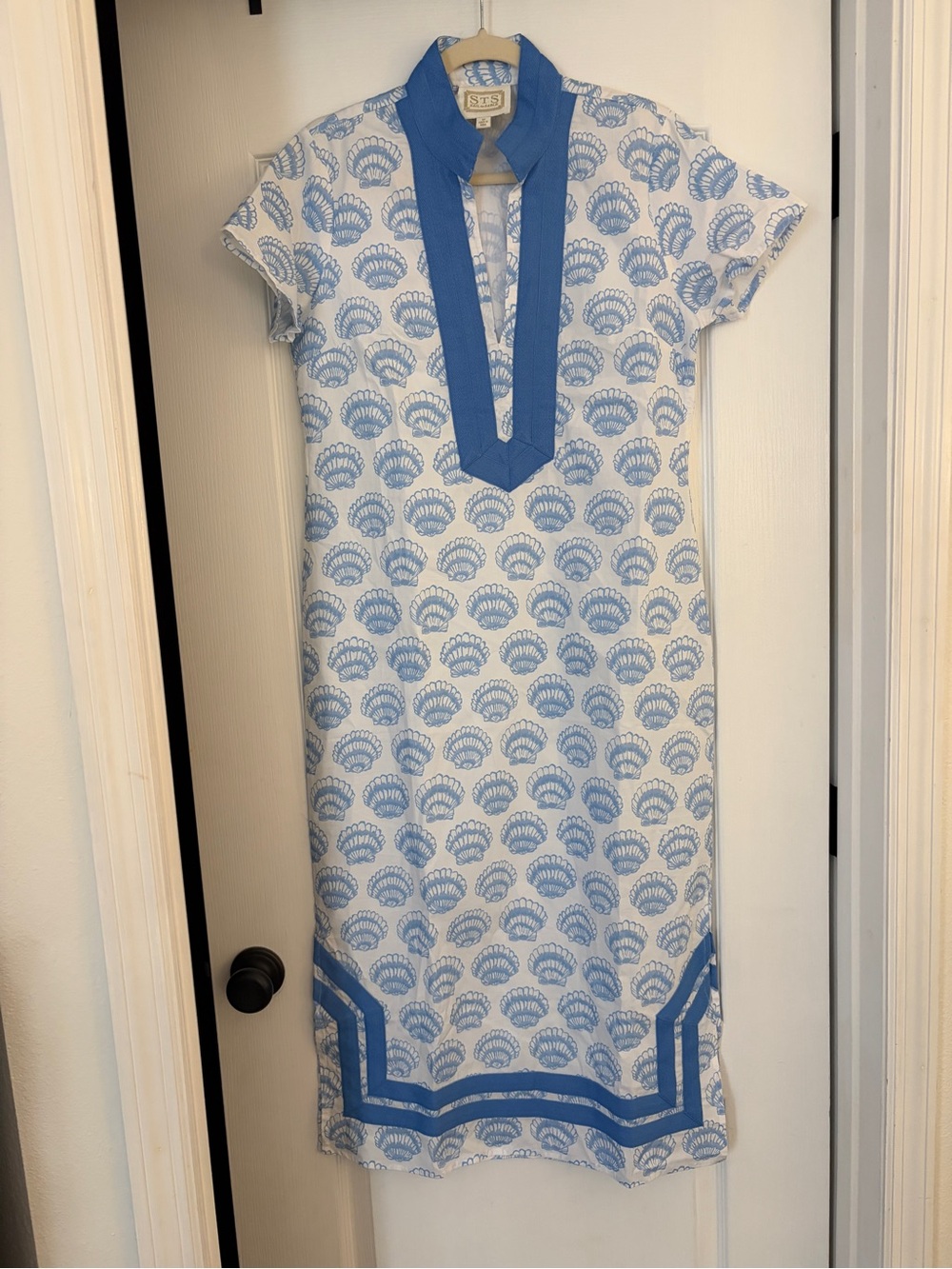 NWOT Sail to Sable Blue & White Printed Short-Sleeve Shell Tunic Dress